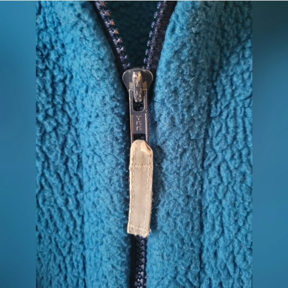 Vintage L.L. Bean Deep Pile Sherpa Fleece Jacket Blue Youth Large Fits Adult S/M
